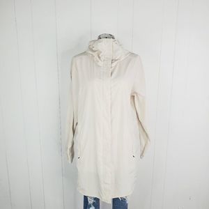 Nau Women's Off-White Long Sleeve Hooded Full Zip Long Windbreaker Jacket Size L